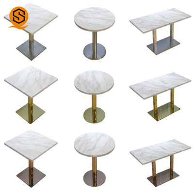 quality  Artificial Stone Top Restaurant Coffee Table With Stainless Steel Base factory