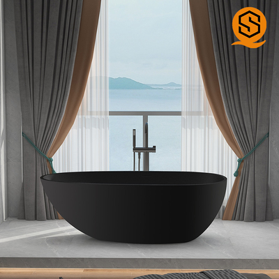 Hotel Project Freestanding artificial stone solid surface matte white bathtub