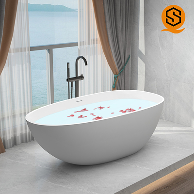 Hotel Project Freestanding artificial stone solid surface matte white bathtub