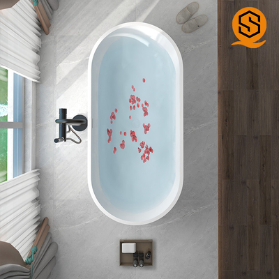 Regular bathtub oval model matte white artifcial stone bathtub for hotel, apartment