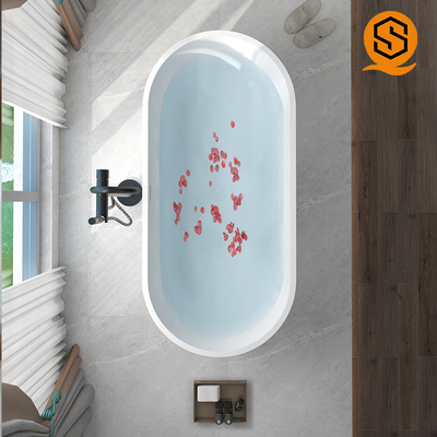 Regular bathtub oval model matte white artifcial stone bathtub for hotel, apartment