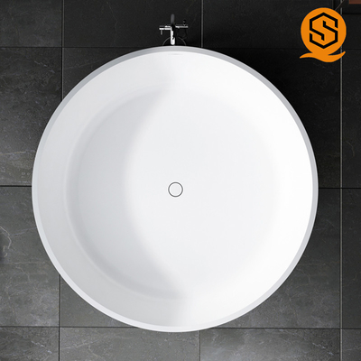 Hotel, villa, apartment project furniture matte white large round standing artificial stone bathtub