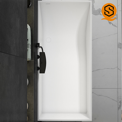 Square matte white black design bathtub Adult large standing artificial stone bathtub