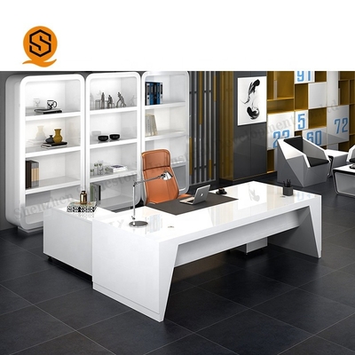 Easy Repairable Solid Surface Furniture Boss L Shaped Work Table