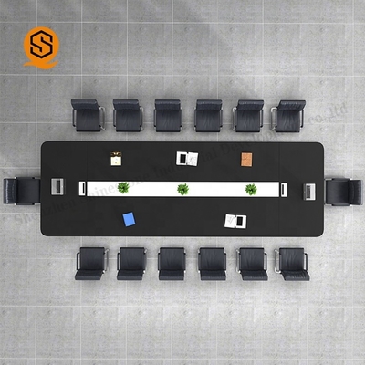 Meeting Room Black Conference Table With Artificial Stone Material
