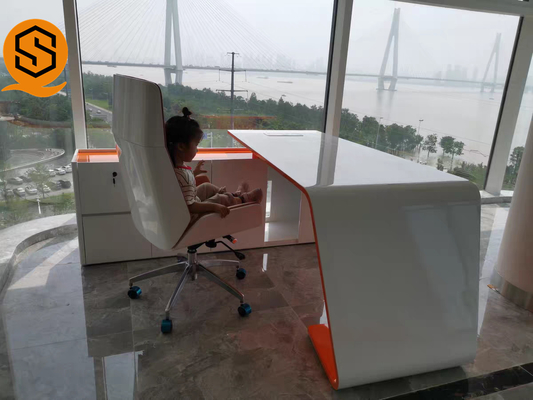 Seamless Joint Solid Surface Office Furniture L Shape Office Table