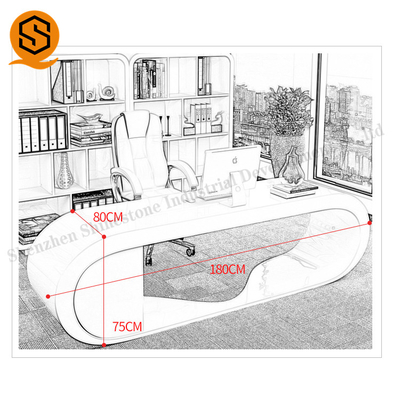 Artificial Stone Curved Executive Desk Shaped Customized Requirement
