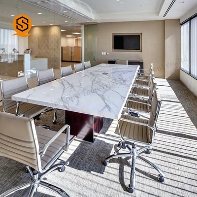 Artificial Stone Marble Contemporary Conference Room Tables Rectangular Meeting Table
