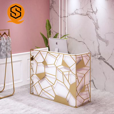 Solid Surface Nail Salon Reception Desk Lacquered Surface Retail Cash Register Counter