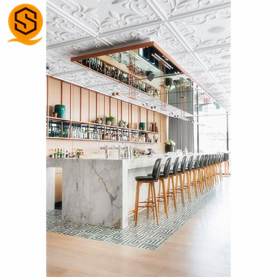Marble Stone Coffee Shop Bar Counter I Shape Hygienic Antibacterial