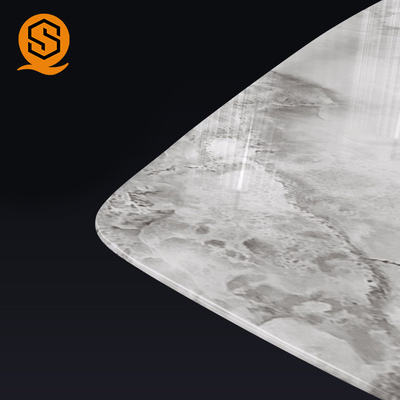 Fireproof 6 Chairs Marble Dining Table Square Design For Hotel