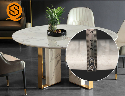 CE White Circle Marble Dining Table With Exquisite Workmanship
