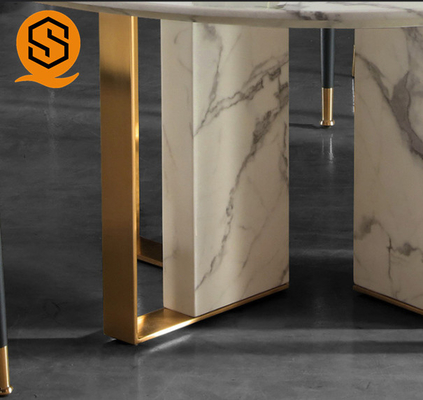 CE White Circle Marble Dining Table With Exquisite Workmanship