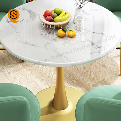 Waterproof Modern Restaurant Table Round Marble Dining Table Set