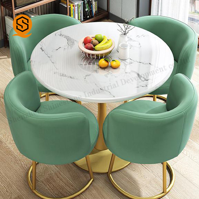 Waterproof Modern Restaurant Table Round Marble Dining Table Set