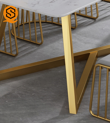 Multiple Colors Modern Restaurant Table 8 Seater Marble Top Dining Table