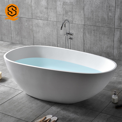 Portable Artificial Stone Bathtub Oval Shaped Easily Repairable