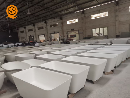 White Acrylic Rectangular Freestanding Soaking Tub Hotel Apartment Project