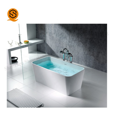 White Acrylic Rectangular Freestanding Soaking Tub Hotel Apartment Project