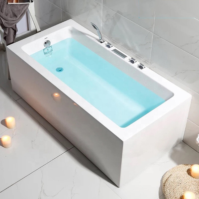 White Acrylic Rectangular Freestanding Soaking Tub Hotel Apartment Project
