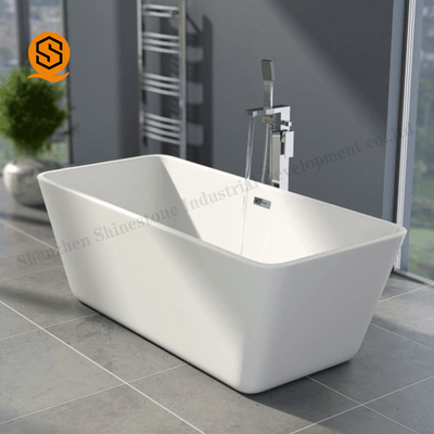 White Acrylic Rectangular Freestanding Soaking Tub Hotel Apartment Project