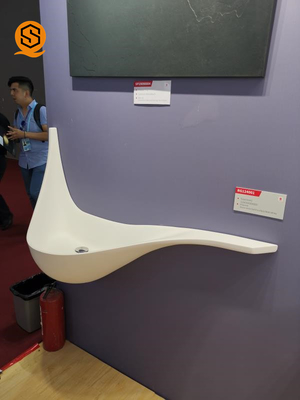 Acrylic Resin Unique Wall Hung Wash Hand Basin White Color Resists Discoloration