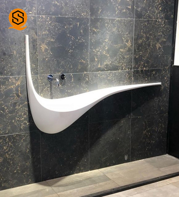 Acrylic Resin Unique Wall Hung Wash Hand Basin White Color Resists Discoloration