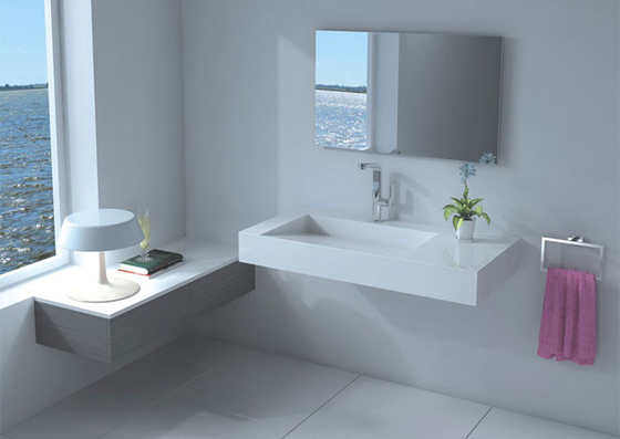 Lavabo White Wall Mounted Hand Wash Basin Artificial Stone Material