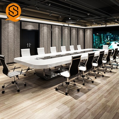 OEM ODM White Solid Surface Conference Table Curved Meeting Table