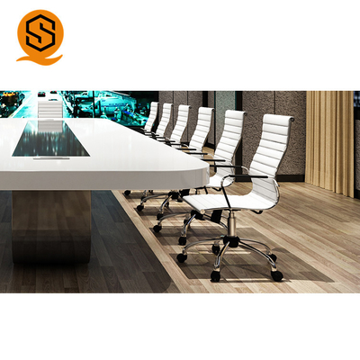 OEM ODM White Solid Surface Conference Table Curved Meeting Table