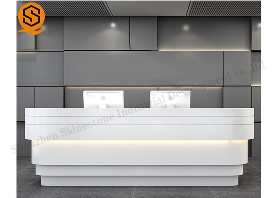 ODM Led Solid Surface Reception Desk Office Receptionist Furniture Joints Invisible