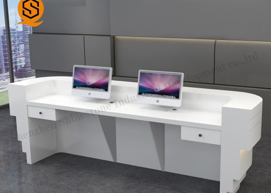 ODM Led Solid Surface Reception Desk Office Receptionist Furniture Joints Invisible
