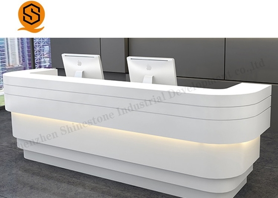 ODM Led Solid Surface Reception Desk Office Receptionist Furniture Joints Invisible