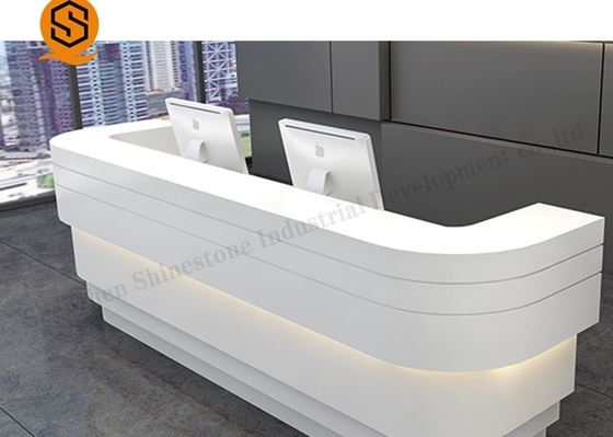 ODM Led Solid Surface Reception Desk Office Receptionist Furniture Joints Invisible