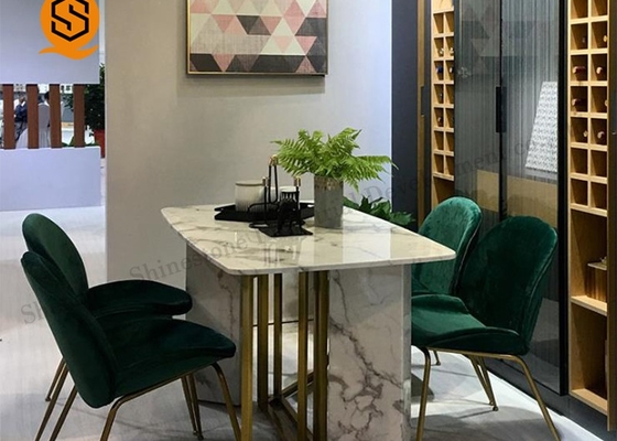 OEM Luxury White Marble Dining Table Easy Maintenance SGS Approved