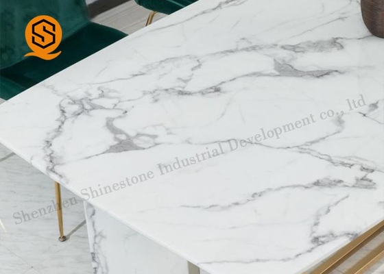 OEM Luxury White Marble Dining Table Easy Maintenance SGS Approved