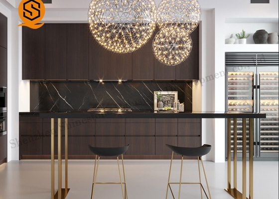 Custom Marble Modern Restaurant Table Luxury Gold Black Dining Room Side Table