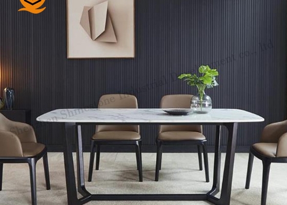 Non Porous Modern Restaurant Table Artificial Marble Top Dining Table