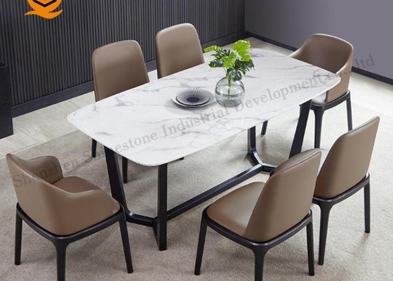 Non Porous Modern Restaurant Table Artificial Marble Top Dining Table