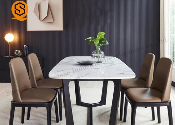 Non Porous Modern Restaurant Table Artificial Marble Top Dining Table