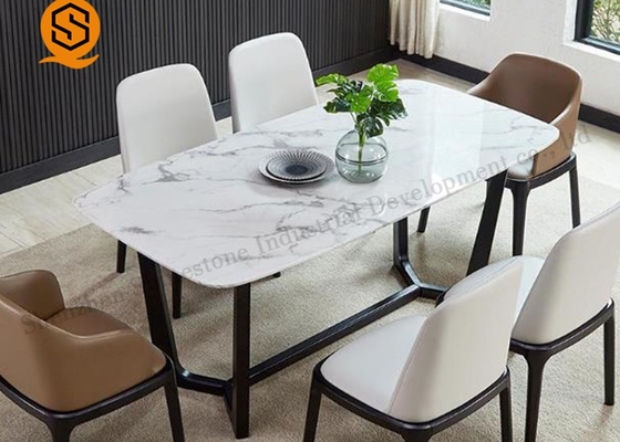 Non Porous Modern Restaurant Table Artificial Marble Top Dining Table