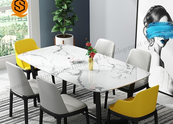 Non Porous Modern Restaurant Table Artificial Marble Top Dining Table