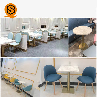 Artificial Marble Modern Restaurant Table Rectangle Square 4 Seater 2 Seater