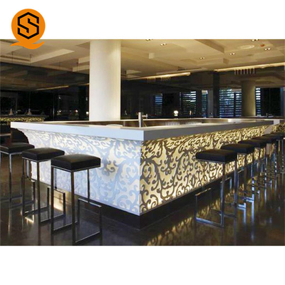 Multiple Colors LED Wine Bar Counter Non Porous Environmentally Friendly