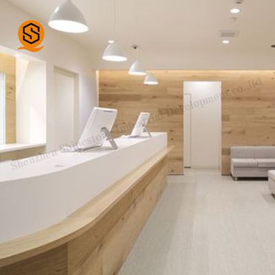 ISO9001 Approved Acrylic Reception Desk Matte Surface Finish