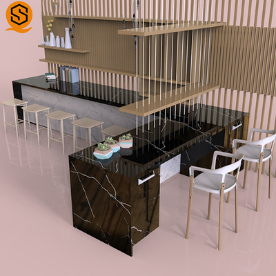 Marble Acrylic Solid Surface Bar Counter L Shaped Flame Retardancy