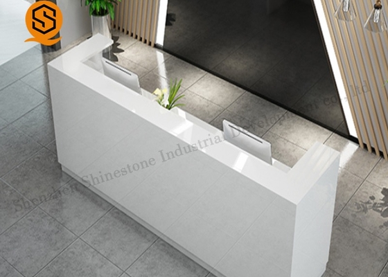 Flame Retardancy Solid Surface Reception Desk White L Shaped Reception Desk