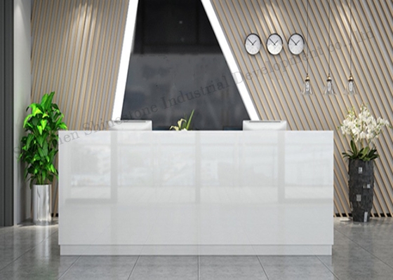 Flame Retardancy Solid Surface Reception Desk White L Shaped Reception Desk