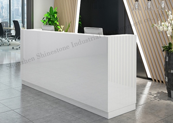 Flame Retardancy Solid Surface Reception Desk White L Shaped Reception Desk