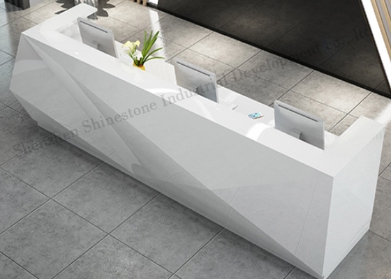 Flame Retardancy Solid Surface Reception Desk White L Shaped Reception Desk